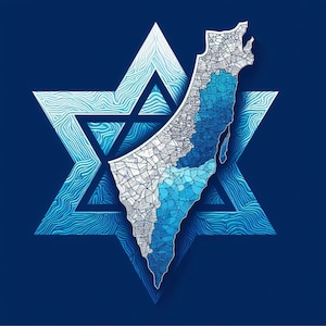 Am Israel Chai, mapa de Israel, Estrella de David, diseño judío, decoración de pared judía, impresión judía, impresión hebrea, arte hebreo, arte judío, hebreo
