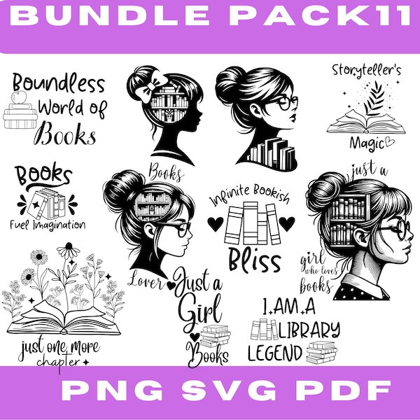 bundle svg Just a Girl Who Loves Books SVG, Book SVG, Reading SVG, Book Lover svg, Book Quotes svg, Library svg, bookstore girl svg