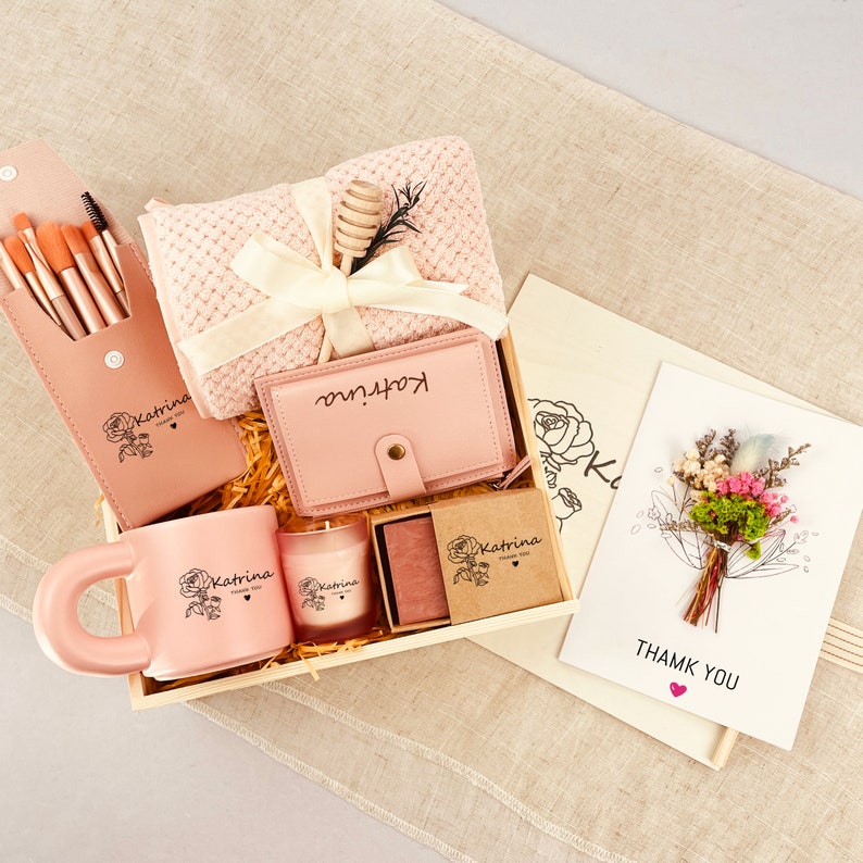 Custom Wooden Box Thank You Gift Box, Thank You Gift Basket for Women ...