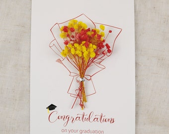 Carte de remise des diplômes en fleurs séchées, cadeau de remise des diplômes personnalisé pour elle, carte de remise des diplômes en fleurs pour une amie, carte de remise des diplômes universitaires