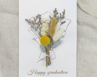 Benutzerdefinierte Trockenblume Graduierung Karte, Graduierung Blumenkarte für Freund, Herzlichen Glückwunsch grad, Graduierung Glückwunschkarte