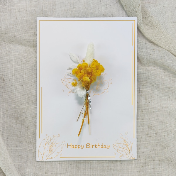 Dried Flower Bouque Birthday Card ，Birthday Card For Her，Customized birthday card，A5/A4 greeting card