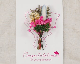 Benutzerdefinierte Trockenblume Graduierung Karte, Graduierung Blumenkarte für Mädchen, Graduierung Einladungen, Graduierung Glückwunschkarte