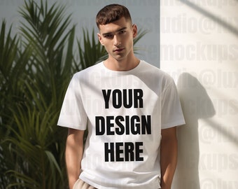Gildan 5000 White T-Shirt | Commercial Photography Mockup | Fashion Photography | Minimal | Miami | Digital Download for Designers | Model