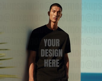 Gildan 5000 Black T-Shirt | Commercial Photography Mockup | Fashion Photography | Minimal | Miami | Digital Download for Designers