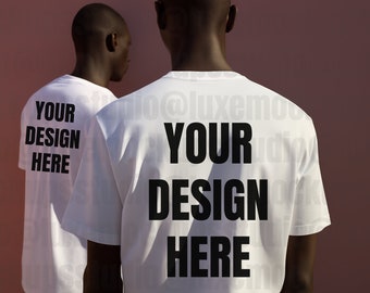 Gildan 5000 White T-Shirt Bundle | Commercial Fashion Photography Mockup | 4 Poses | Back View | Digital Download for Designers