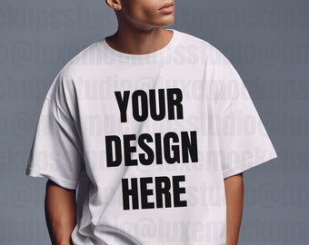 Luxury Streetwear White T-Shirt Mockup | High-End Fashion Apparel | Oversized Fit | Front View | Digital Download for Designers