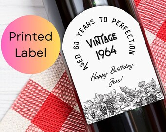Personalised Birthday Wine Label Textured Arch Birthday Labels Custom Print Wine Labels