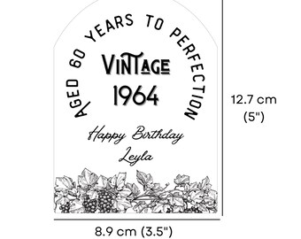 Personalised Birthday Wine Label Textured Arch Birthday Labels Custom Print Wine Labels