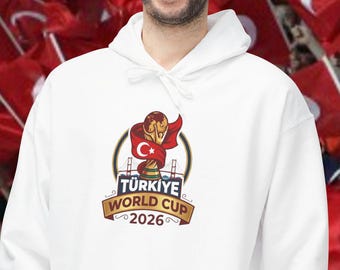Felpa con cappuccio Turchia Coppa del Mondo 2026, stemma calcistico della Turchia