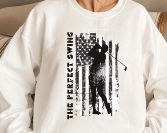 Felpa girocollo con silhouette di giocatore di golf, grafica personalizzata