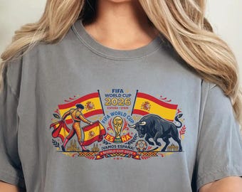 Maglietta da calcio Spagna Coppa del Mondo 2026, maglietta con bandiera spagnola, maglietta con stemma calcistico