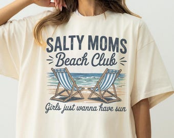 Maglietta Comfort Colors Salty Moms Beach Club, maglietta con vibrazioni estive