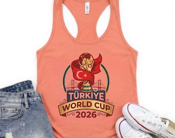 Canotta da donna con logo della Coppa del Mondo di calcio 2026 (Türkiye World Cup 2026), modello racerback.