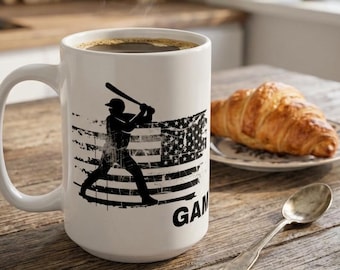 Tazza da baseball con bandiera americana da 440 ml, tazza da caffè in ceramica a tema baseball