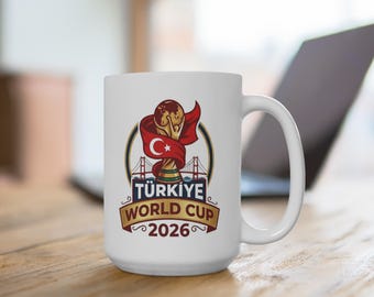 Tazza Turchia Coppa del Mondo 2026, Coppa del Mondo di calcio della Turchia con bandiera e trofeo, 440 ml