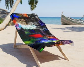 Abstract Color Block Grid Beach Towel