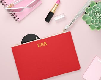 Personalized Clutch Bag with Name, Custom Bridesmaid Proposal Gift, Monogram Leather Evening Bag