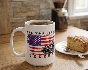 Tazza da caffè patriottica per motociclisti con bandiera americana, 440 ml.