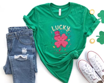 Maglietta portafortuna per il giorno di San Patrizio, maglietta con portafortuna irlandesi, maglietta da donna con trifoglio