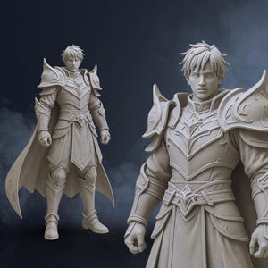 Custom 3D model of a male action figure designed for 3D printing. Detailed sculpt with cape, armor, and weapons. Perfect for CUSTOM Cute 3D, Game Asset, Toys and Collectibles, or Character Modelling for Miniatures. Great for Convert 2D to 3D projects and Custom 3D Models for Action Figure. Ideal for Humans & Creatures design and 3D Modeling for 3D Printing in STL, OBJ, or Blender format.