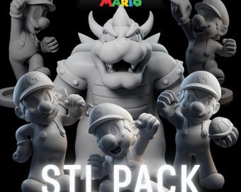 Super Mario 3D STL Pack: Printable Mario, Luigi, Bowser Models (Digital Download