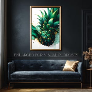 Smaragd & Gold Ananas Wandkunst - Luxuriöser abstrakter tropischer Druck