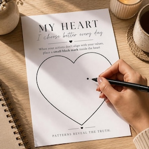 Self Reflection Printable Wall Art, My Heart Tracker, Emotional Awareness Poster, Mental Health Printable, Therapy Worksheet A4 & US Letter