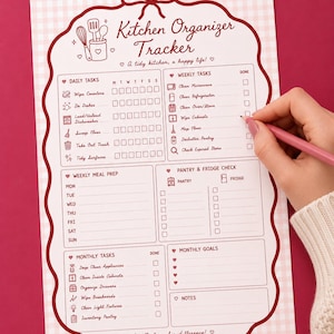 Kitchen Organizer Tracker Printable Daily Weekly Monthly Cleaning Checklist Kitchen Cleaning Planner Pantry and Fridge Inventory