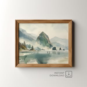 Pacific Northwest Watercolor Landscape Art Print (Digital Download)