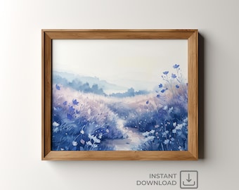 Lavender Field Art Print: Provence Landscape Painting (Digital Download)