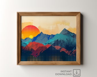 Mountain Sunset Print: Pop Art Landscape (Digital Download)