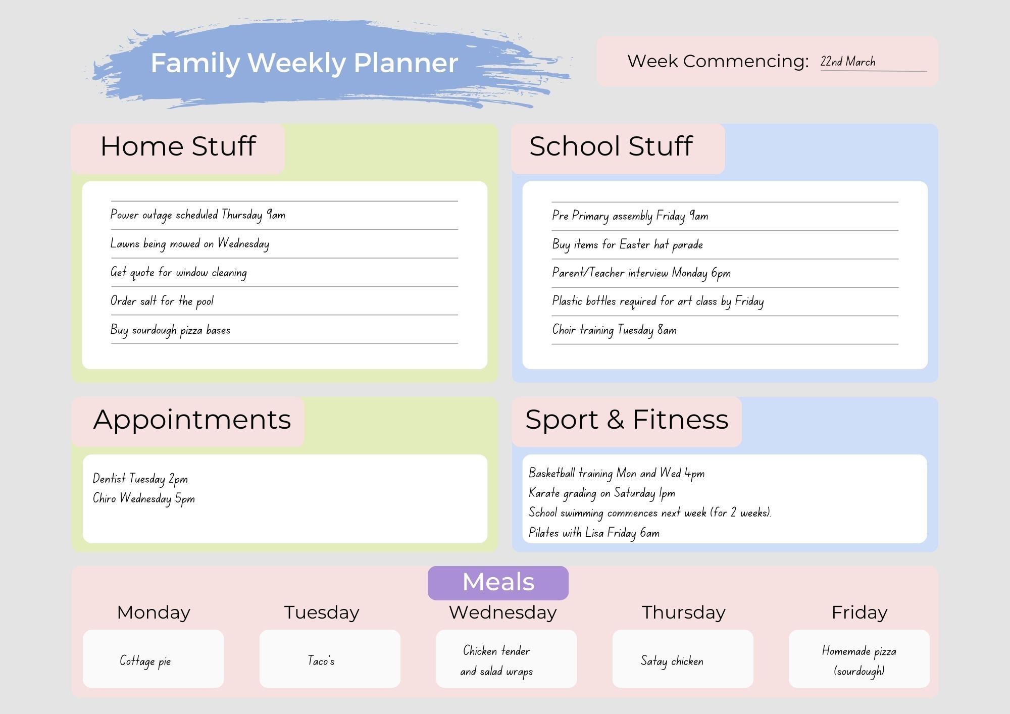 Printable Weekly Family Planner