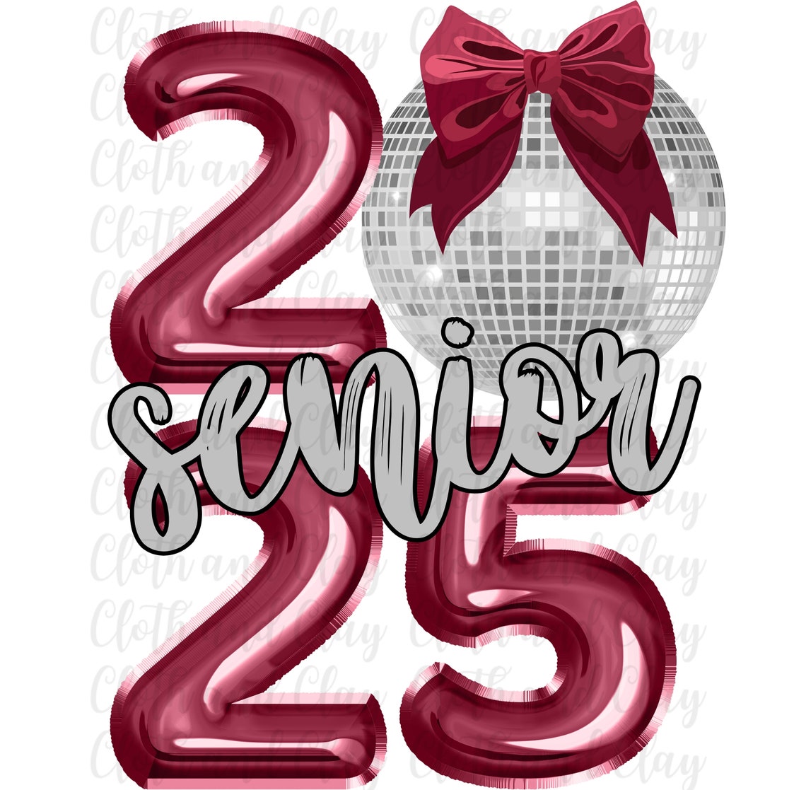 Senior 2025 PNG, Class of 2025 PNG, High School Senior, Graduation, Girly, Coquette, Digital