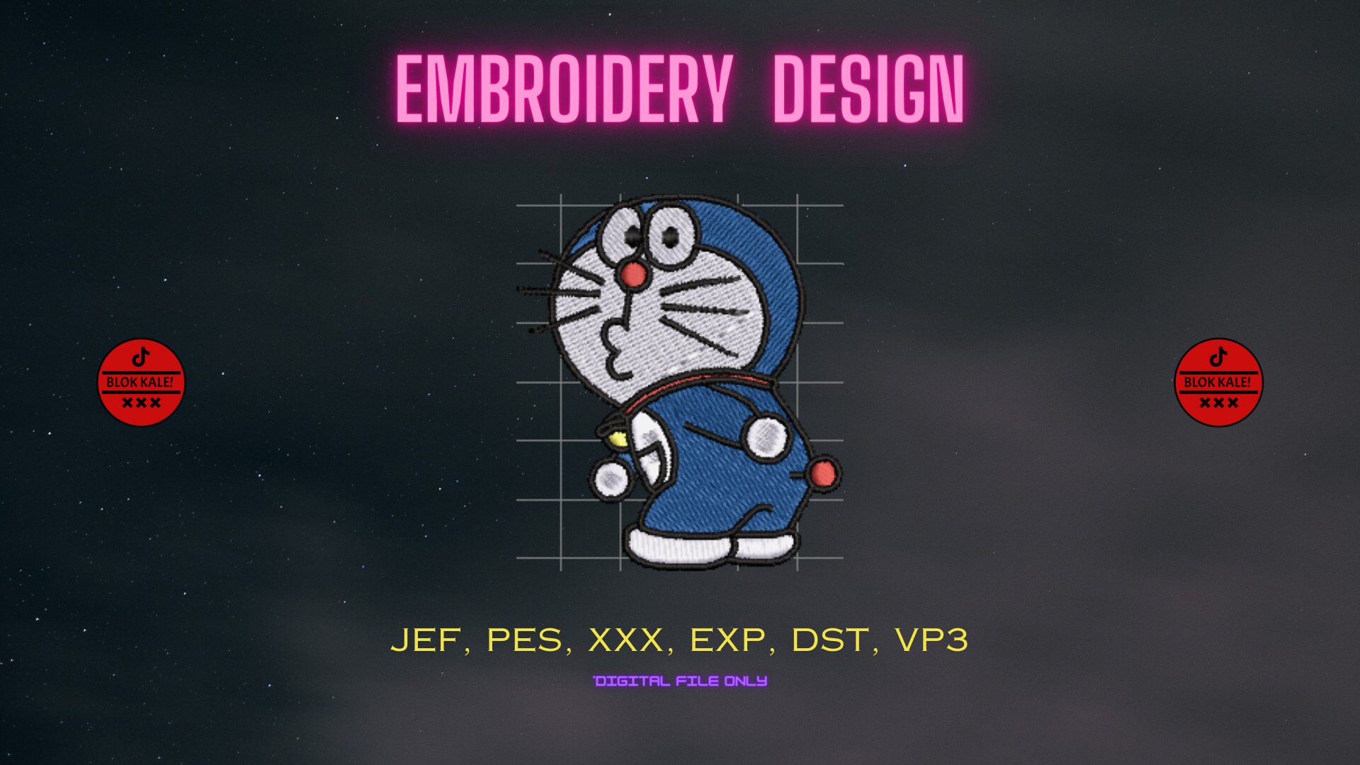Motif de broderie inspiré des dessins animés japonais. Fichier numérique. Anime/Manga. Fichiers de broderie machine, broderie artistique (jef, pes, exp, xxx, dst, vp3).