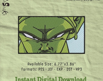 Anime-Style Green Warrior Embroidery Design | Cartoon Character File | Pes JEF DST EXP VP3 | Instant Digital Download Pattern