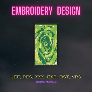 Green Portal Embroidery Design - Instant Download Digital File|Sci-Fi Inspired Wormhole Pattern/Machine Embroidery (jef,pes,exp,xxx,dst,vp3)