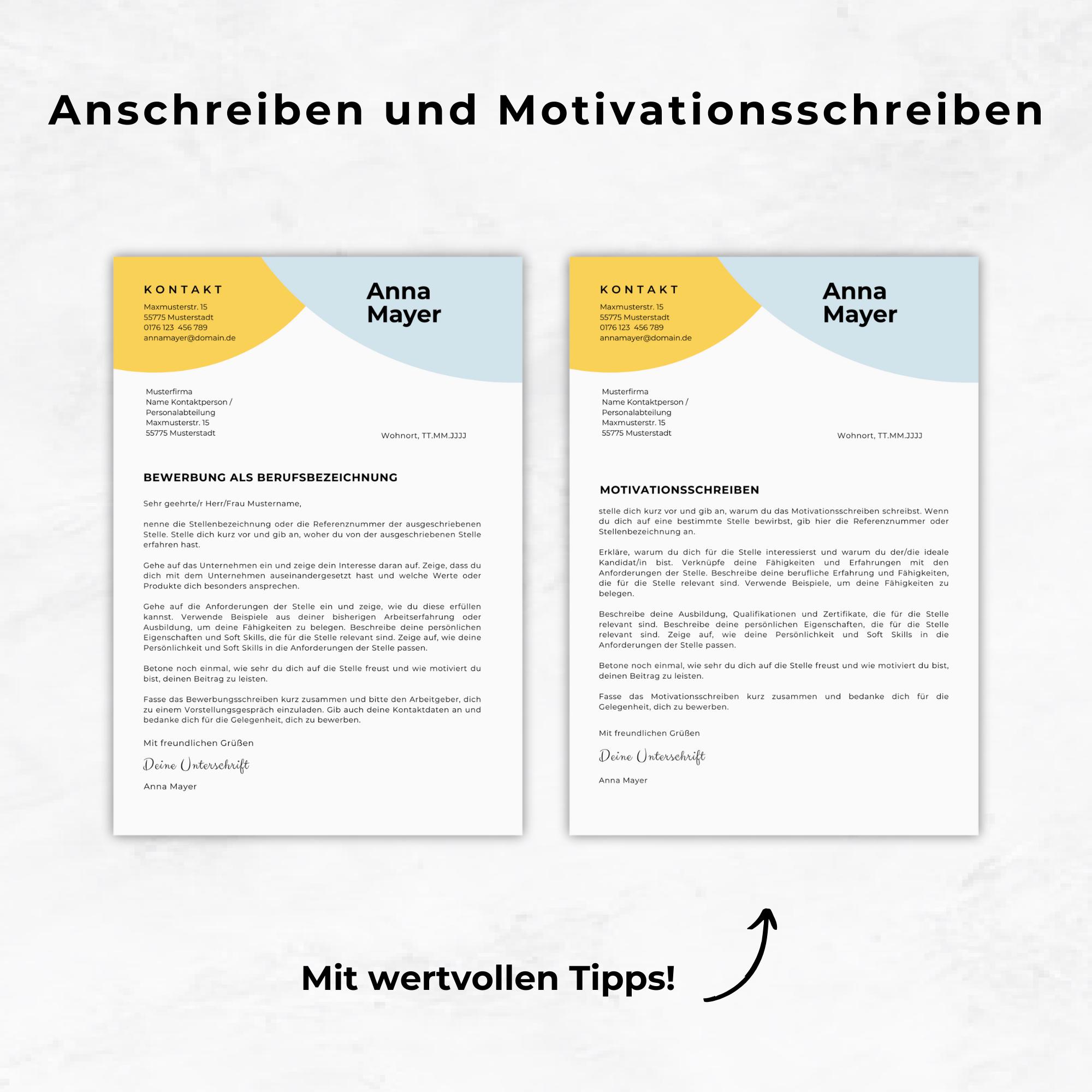 Canva CV Template | Application Templates in German | CV & Cover Letter ...
