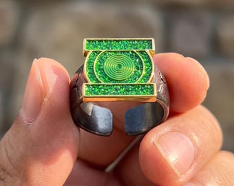 Green Lantern Ring, Glowing Green Lantern Corps Willpower Ring, Hal Jordan Cosplay Jewelry, Green Power Ring, DC Superhero Costume Accessory