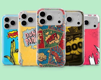 Vintage Pop Art Phone Case Abstract Comic Cover for iPhone 17, 17Pro, 16, 15, 14, 13, Samsung S25, S24Fe, S23, S22, A16, A56, Pixel 10Pro, 9