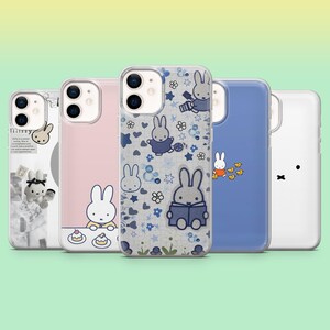 Coque de portable Kawaii Miffy Adorable coque lapin rose pour iPhone 16, 16Pro, 15, 14, 13, 12, Samsung S25, S24Fe, S23, A16, A56, A35, Pixel 9A, 8A