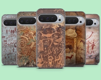Cave Paintings Phone Case History Engravings Cover for Google Pixel 10, 10Pro, 10Pro XL, 9A, 9, 9Pro, 8, 7, 6A, iPhone 17, 16, Samsung S25Fe