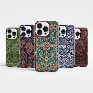 Persian Rug Phone Case Carpet Pattern Cover for iPhone 16, 16Pro, 15, 15Pro, 14, 13, 13Pro, 12, Samsung S25, S24, S24Fe, S23, A55, A15, A56,