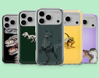 Raptor Dinosaur Phone Case Jurassic Dino Cover for iPhone 17e, 17Pro, 16, 15, 14, 13, Samsung S26, S25, S24, A17, A56, Pixel 10Pro, 10A
