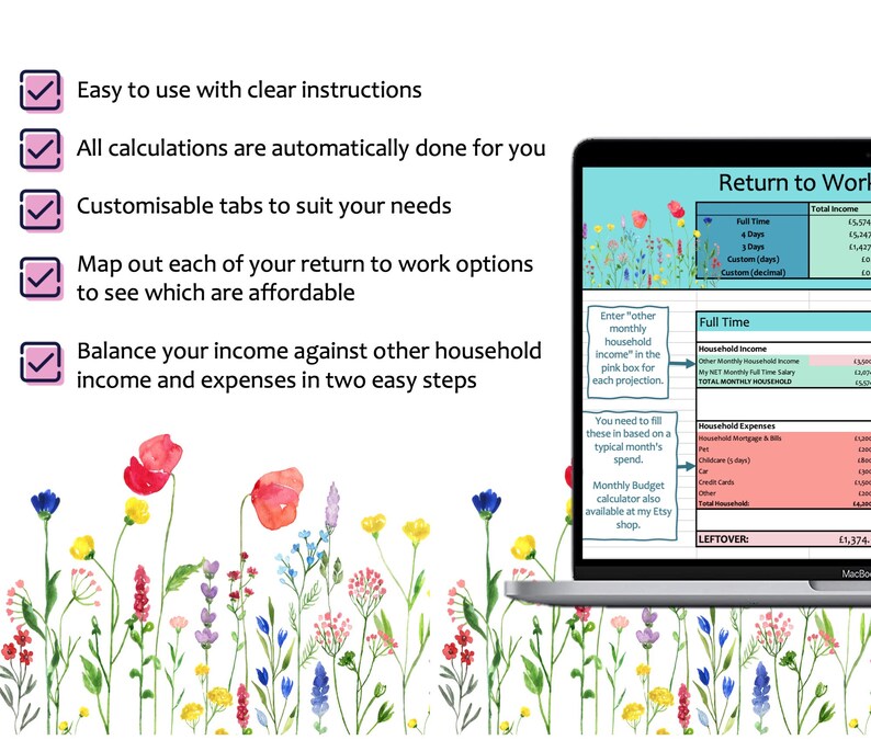 Maternity Return to Work Affordability Tracker Finance Planner Full