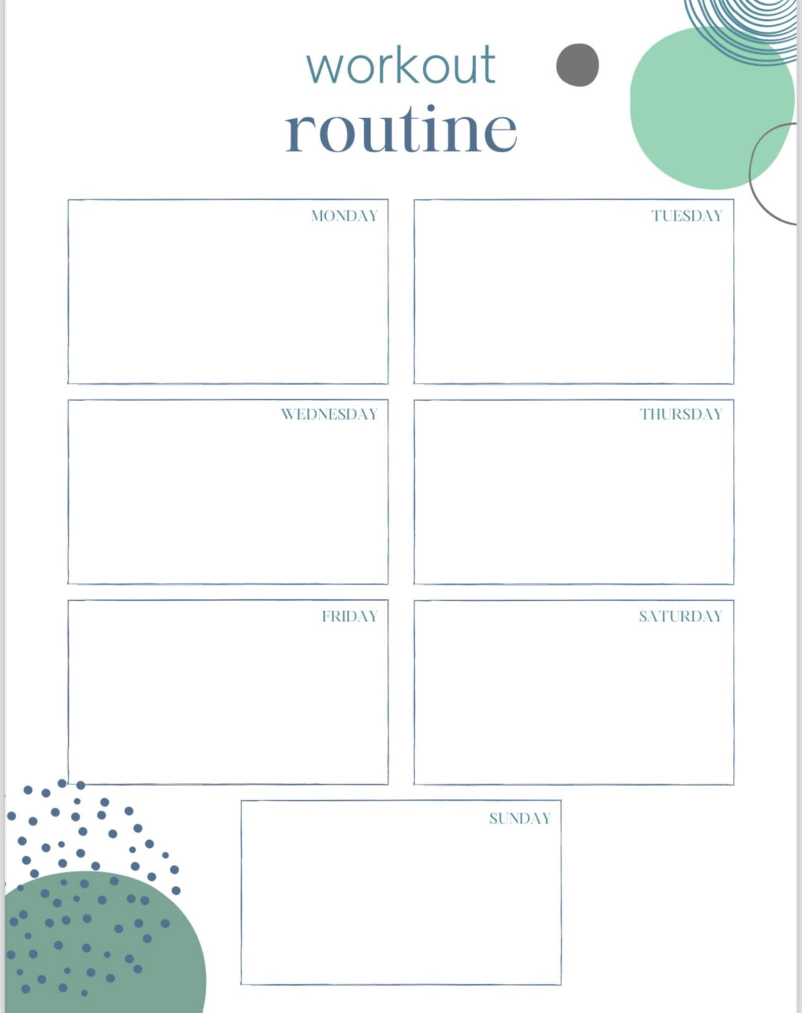 Template, Workout Template, Digital Template, Weekly Workout Planner