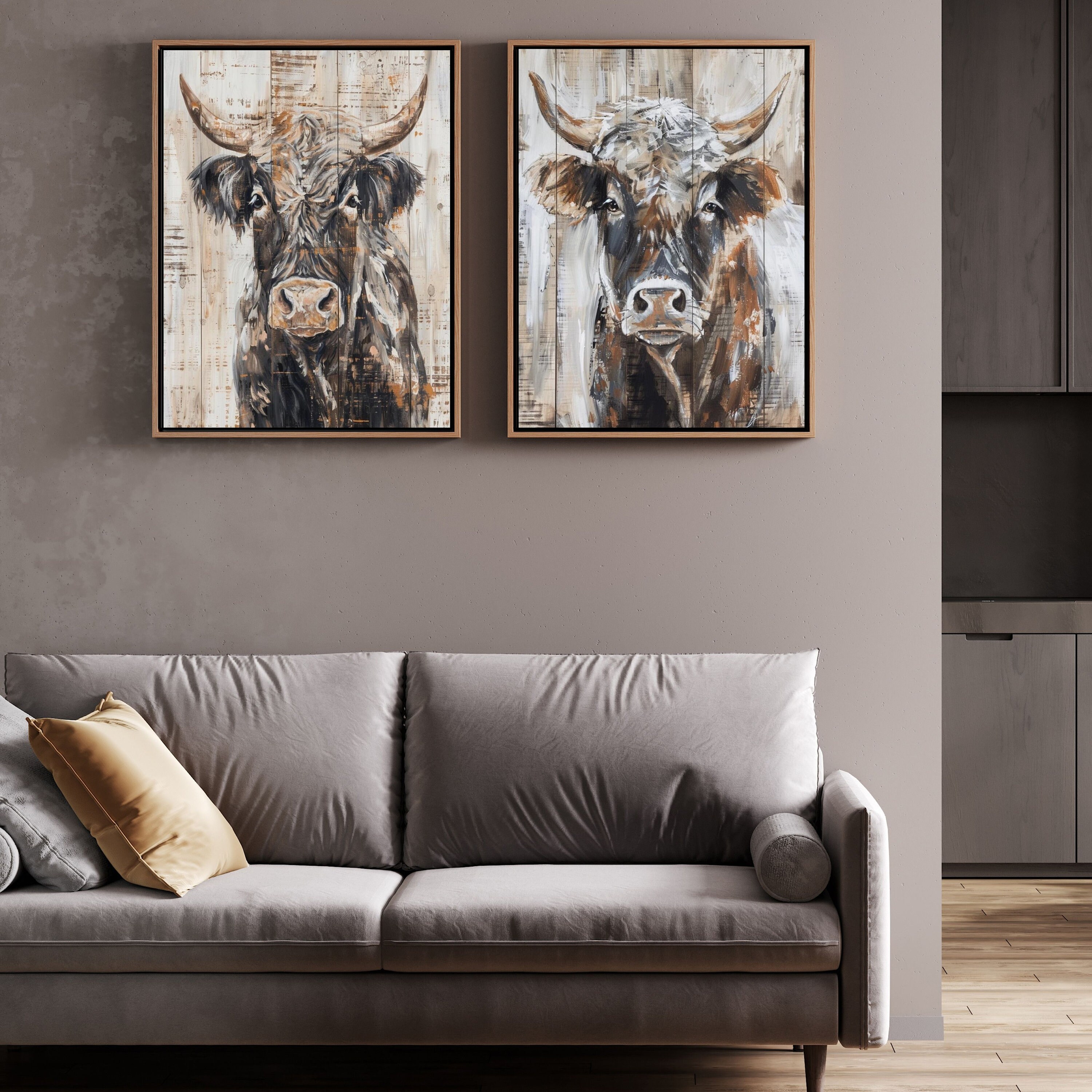 Rustic Bull Rustic Bull Printable Drawing, Farmhouse Cow in Front of Old Barn and ...