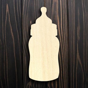 Baby Bottle 02 Laser Cut Unfinished, Wood Cut-out Shapes Measured in Height