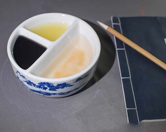 Rechteckige geteilte Saucenschalen im japanischen Stil, kleine Porzellan-Dip-Schalen, koreanisch, Sushi-Dip-Teller, Farbuntertasse