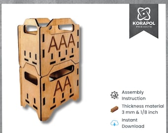 Laser Cut Crate Battery Storage | Battery Holder | Battery Box | Battery Crate SVG | Battery Container | Battery Organizer | Stackable Box